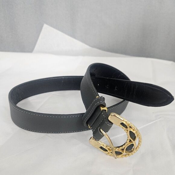 YUKI TORII Leather Belt with Brass Buckle Gray 25-27" Small - Picture 1 of 5